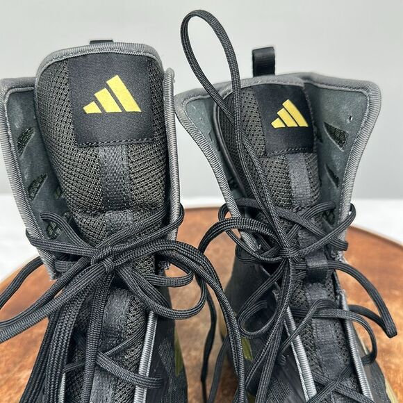 Adidas Shoes Mens 7.5 Box Hog 4 Core Black/Gold Metallic/Grey Six Boxing - Picture 9 of 11